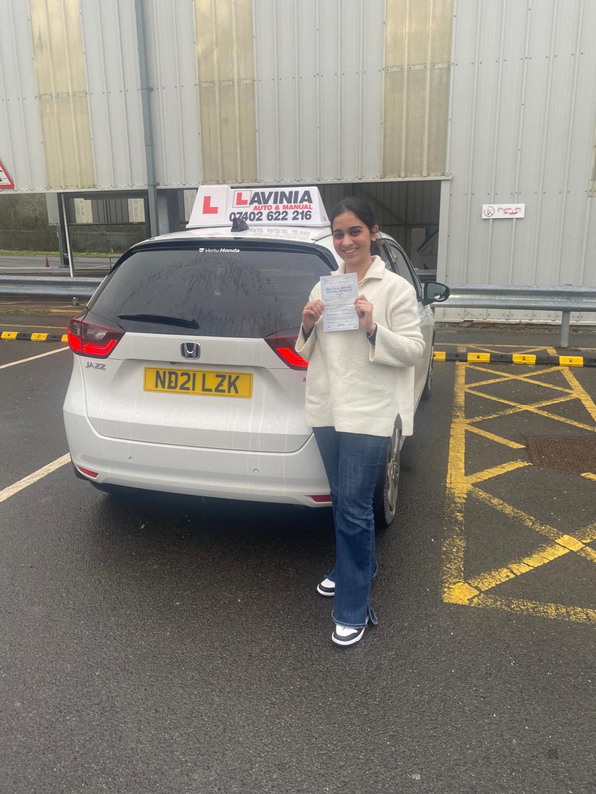 Happy student S5 who passed driving test Newcastle